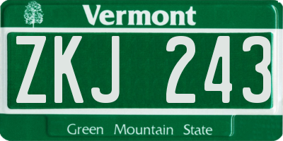 VT license plate ZKJ243