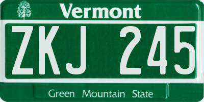 VT license plate ZKJ245