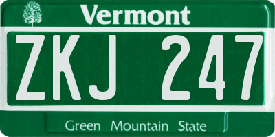 VT license plate ZKJ247