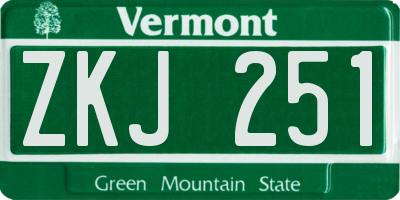 VT license plate ZKJ251
