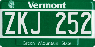 VT license plate ZKJ252