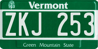 VT license plate ZKJ253