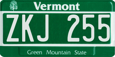 VT license plate ZKJ255
