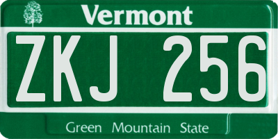 VT license plate ZKJ256