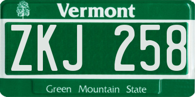 VT license plate ZKJ258