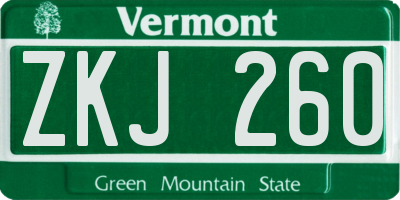 VT license plate ZKJ260