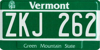 VT license plate ZKJ262