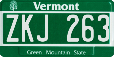 VT license plate ZKJ263