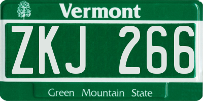 VT license plate ZKJ266