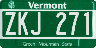 VT license plate ZKJ271