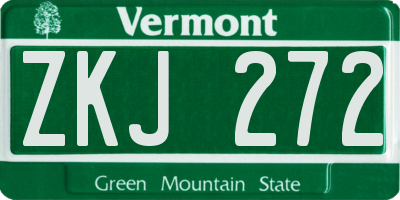 VT license plate ZKJ272
