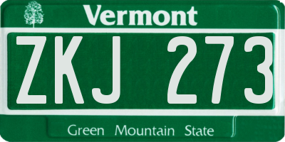 VT license plate ZKJ273