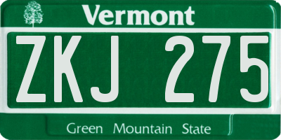 VT license plate ZKJ275