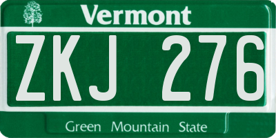 VT license plate ZKJ276