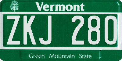 VT license plate ZKJ280