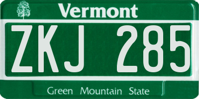 VT license plate ZKJ285