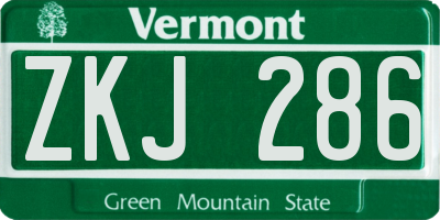 VT license plate ZKJ286