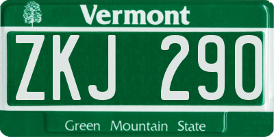 VT license plate ZKJ290