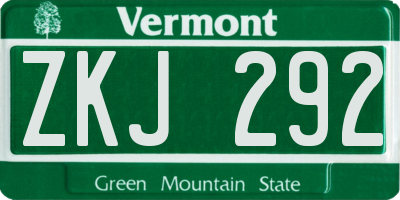 VT license plate ZKJ292