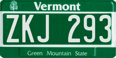 VT license plate ZKJ293