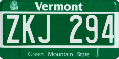 VT license plate ZKJ294
