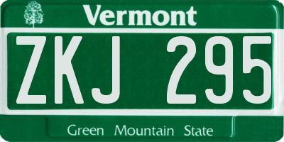 VT license plate ZKJ295