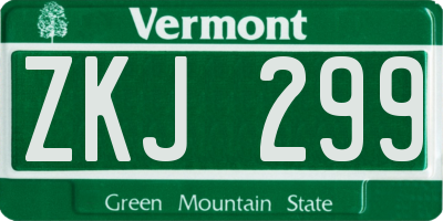 VT license plate ZKJ299