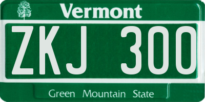 VT license plate ZKJ300