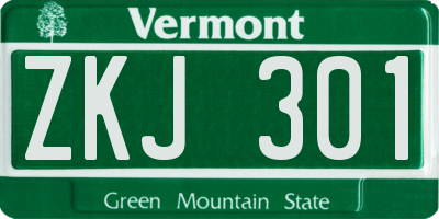 VT license plate ZKJ301