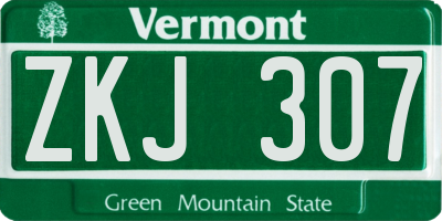 VT license plate ZKJ307