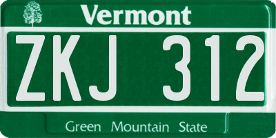 VT license plate ZKJ312