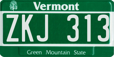 VT license plate ZKJ313