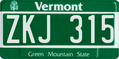 VT license plate ZKJ315