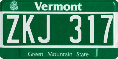 VT license plate ZKJ317