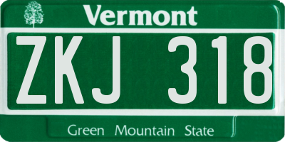 VT license plate ZKJ318