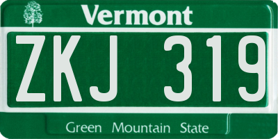 VT license plate ZKJ319