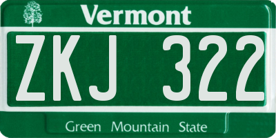 VT license plate ZKJ322