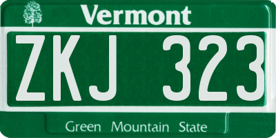 VT license plate ZKJ323