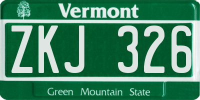 VT license plate ZKJ326