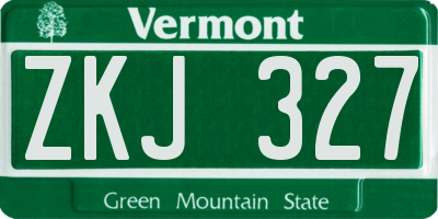 VT license plate ZKJ327