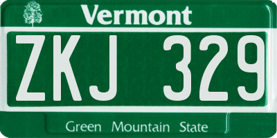 VT license plate ZKJ329