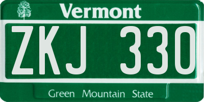 VT license plate ZKJ330
