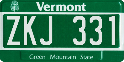 VT license plate ZKJ331