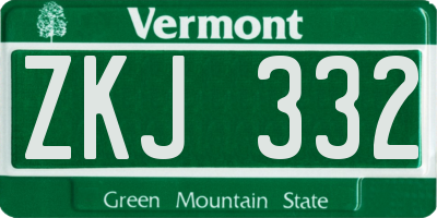 VT license plate ZKJ332