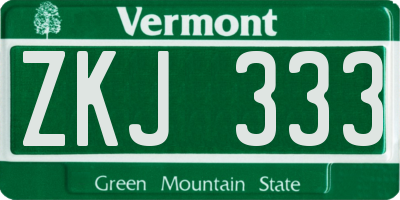 VT license plate ZKJ333