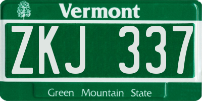 VT license plate ZKJ337