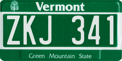 VT license plate ZKJ341