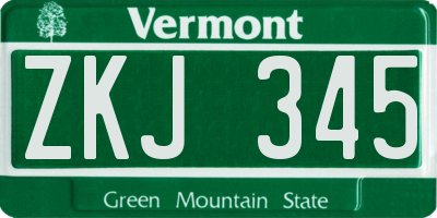 VT license plate ZKJ345
