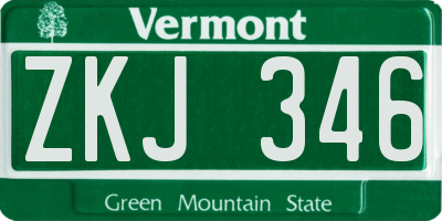 VT license plate ZKJ346