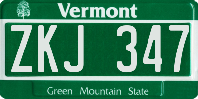 VT license plate ZKJ347